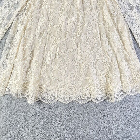 H&M Conscious Exclusive Mini Dress Women 8 Ivory Lace Floral Wedding Ethereal - Picture 3 of 13